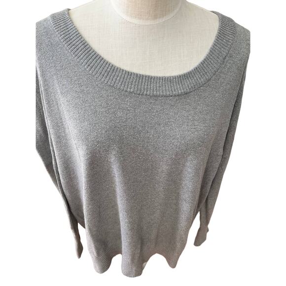Lane Bryant metallic silver scoop neck sweater 22 - Picture 4 of 6